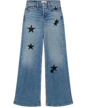 RE/DONE Stretch Cotton Blend Wide-Leg Jeans - Blue