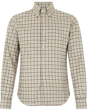 Fedeli Check-Pattern Long-Sleeve Shirt - White