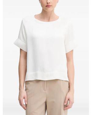 Sisley Round-Neck Cuffed-Sleeve T-Shirt - White