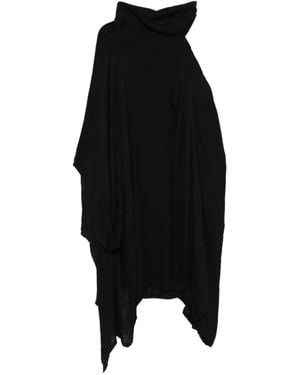 Yohji Yamamoto Vestido Asimétrico Con Hombros Descubiertos Y Doble Capa - Negro
