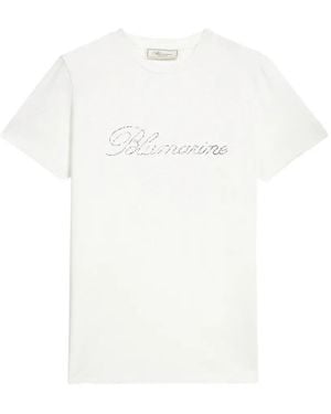 Blumarine Logo-Embroidered Jersey T-Shirt - White