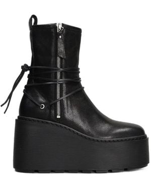Vic Matié Rock Wrap-Around Platform Ankle Boots - Black