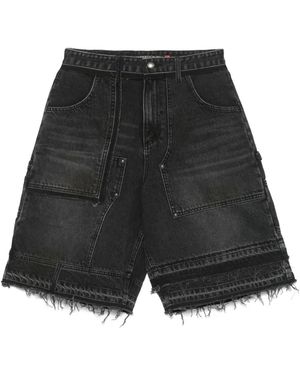ANDERSSON BELL Shorts Denim Con Design Patchwork - Grigio