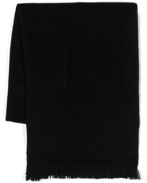 Gentry Portofino Fringed Wool Scarf - Black