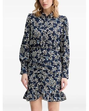 Morgan Floral-Print Ruffled Mini Dress - Blue