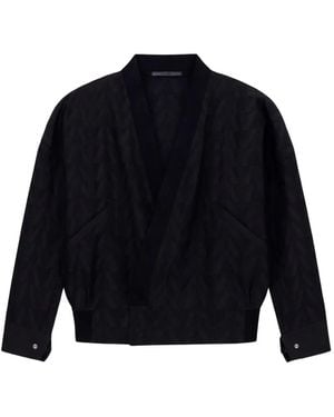 Giorgio Armani Geometric-Jacquard Bomber Jacket - Blue