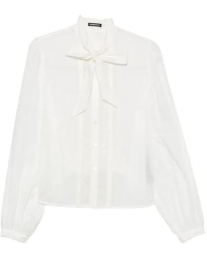 Ann Demeulemeester Bow-Detail Pinstripe-Trim Blouse - White
