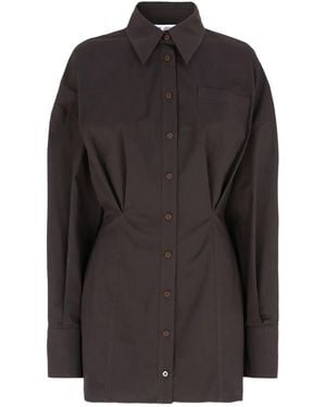 The Attico Vestido camisero corto de manga larga - Negro