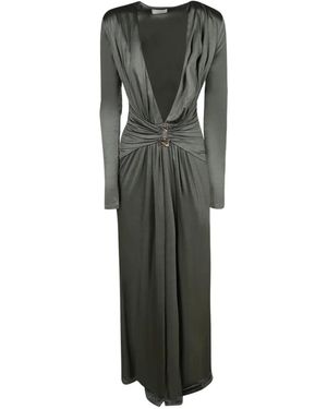Danamé Gathered-Detail V-Neck Dress - Green