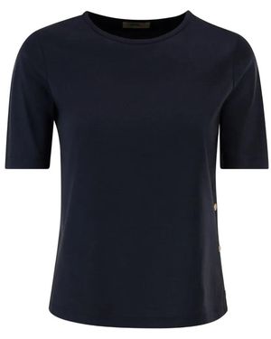Herno Cotton T-Shirt With Logo Buttons On The Sides - Blue