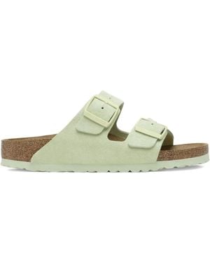 Birkenstock Arizona Double-Buckle Suede Sandals - Green