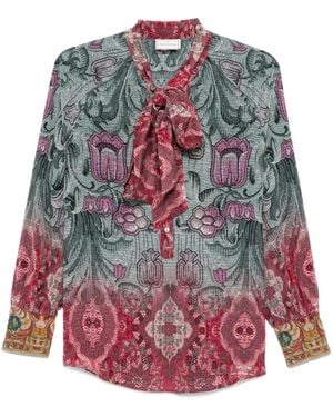 Pierre Louis Mascia Floral-Print Pussy-Bow Shirt - Red