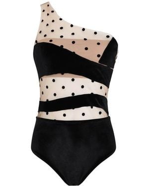 Brigitte Bardot One-Shoulder-Badeanzug Mit Polka Dots - Schwarz
