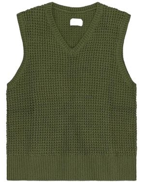 Aimé Leon Dore Waffle-Knit V-Neck Vest - Green