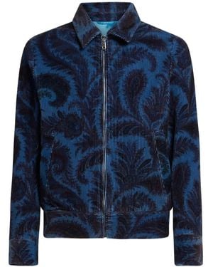 Etro Printed Cotton Velvet Jacket - Blue