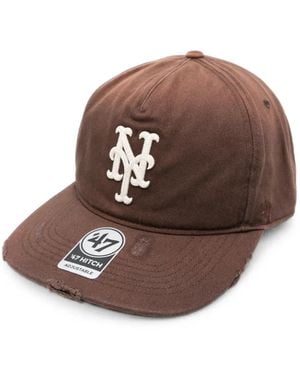 Represent Distressed Embroidered-Logo Cap - Brown