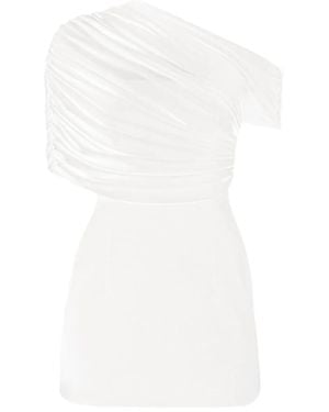 SER.O.YA Selma Draped One-Shoulder Mini Dress - White