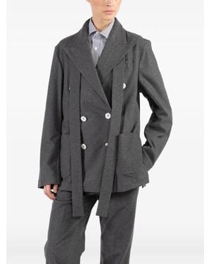 Setchu Blazer con doble botonadura y cinturón - Gris