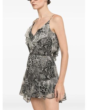 Nissa Printed Silk Mini Dress - Gray