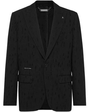 Philipp Plein Distressed Blazer - Black