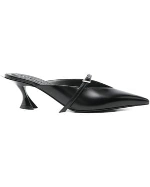 Mugler 70Mm Leather Heeled Sandals - Black