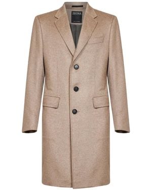 ZEGNA Oasi Cashmere Single-Breasted Coat - Natural