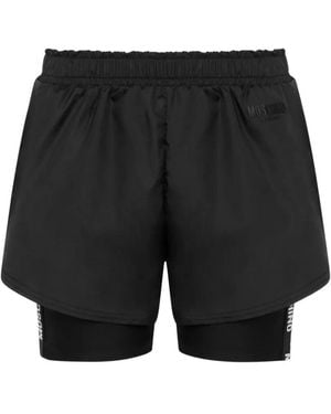 Moschino Logo-Print Layered Shorts - Black