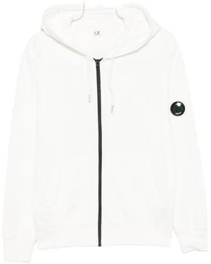 C.P. Company Lens-Detail Zip-Up Hoodie - White