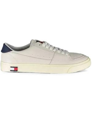 Tommy Hilfiger Logo-Patch Leather Trainers - White