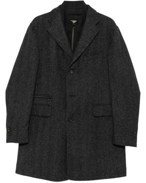 Corneliani Manteau Boutonné À Motif Chevrons - Black
