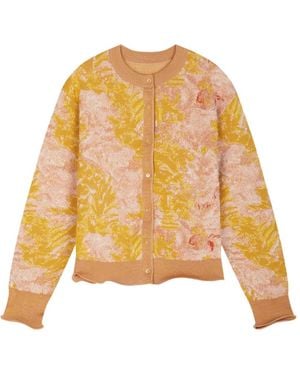 JNBY Jacquard-Knit Cropped Cardigan - Yellow