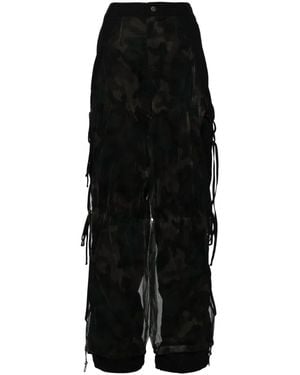 ANDERSSON BELL Camouflage Mesh Layered Tying Pants - Black
