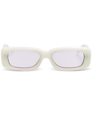 The Attico X Linda Farrow Mini Marfa Rectangle-Frame Sunglasses - White