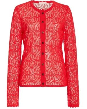 DIOTIMA Portia Scalloped Lace Cardigan - Red