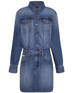 Calvin Klein Button-Up Denim Mini Dress - Blue
