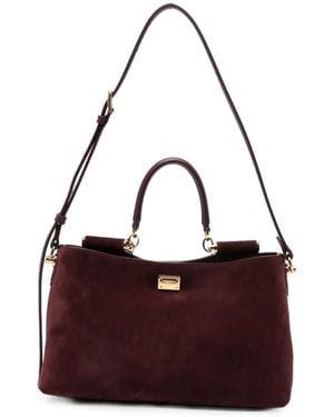 Dolce & Gabbana Vittoria Logo-Plaque Tote Bag - Purple