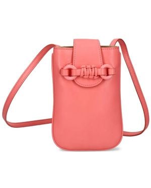 See By Chloé Flap-Closure Leather Phone Bag - Pink