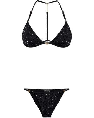 Tom Ford Polka-Dot-Print Bikini - White