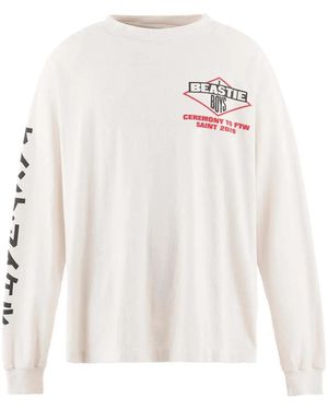 SAINT Mxxxxxx Graphic-Print Long-Sleeve T-Shirt - White