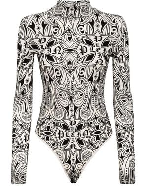 Philipp Plein Tulle Long-Sleeved Body Gothic Plein - Multicolour