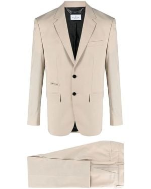 Philipp Plein Logo-Plaque Single-Breasted Suit - Natural