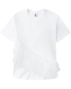 Noir Kei Ninomiya Ruffled Cotton T-Shirt - White