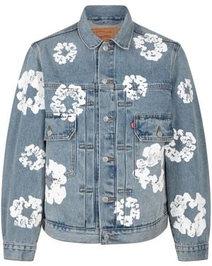 DENIM TEARS X Levi's Wreath-Print Denim Jacket - Blue