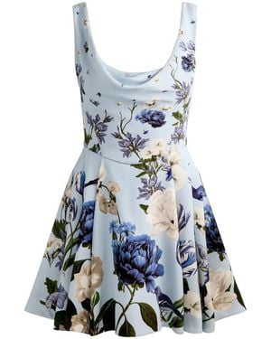 Alice + Olivia Estrella Flared Mini Dress - Blue