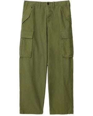 Burberry Cotton Cargo Trousers With Adjustable Waist - Green