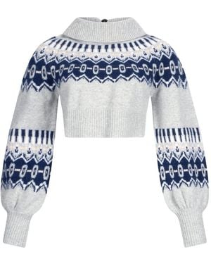 Liu Jo Cropped-Pullover mit Puffärmeln - Blau