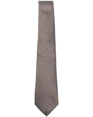 Canali Geometric-Patterned Tie - White