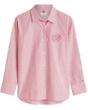 Tommy Hilfiger Striped Embroidered Shirt - Pink