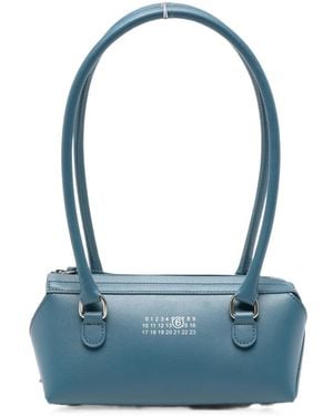 MM6 by Maison Margiela Mini Bauletto Logo-Print Leather Shoulder Bag - Blue
