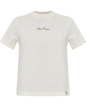 Palm Angels Logo-Print Cotton T-Shirt - White